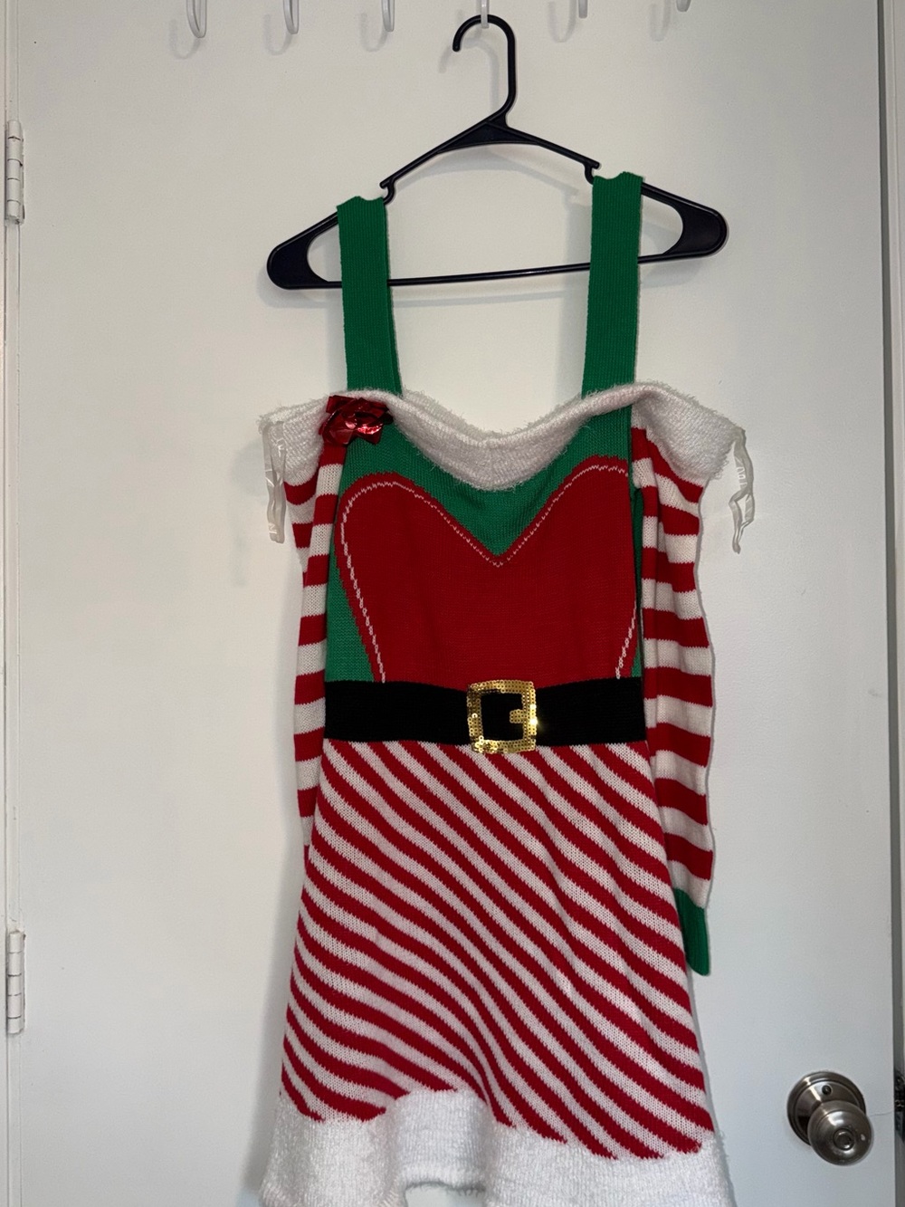 Festive Kids Christmas Elf Dress Costume - Red & Green